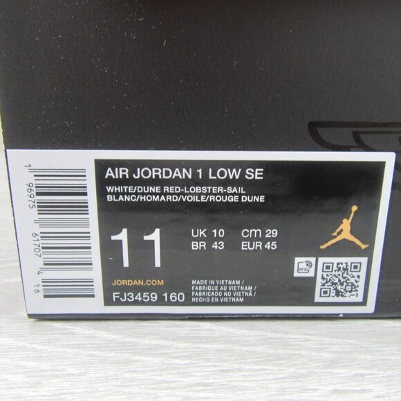 Air Jordan 1 Low SE Sneakers Mens Size 11 White Sail Lobster Red NEW - Picture 13 of 14